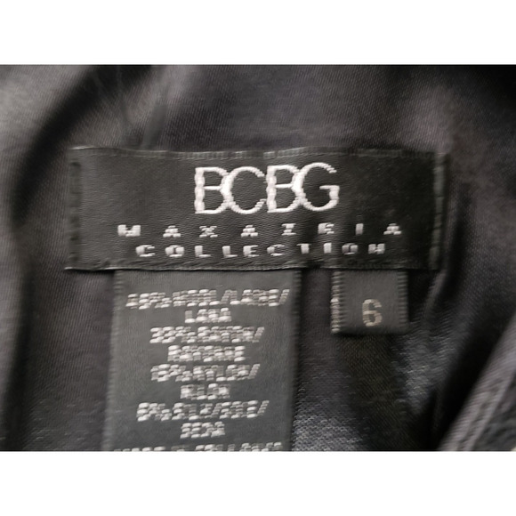 BCBG Maxazria Midi A-Line Dress Sz 6 Black White Splatter Sleeveless Belt Lined - Picture 4 of 6